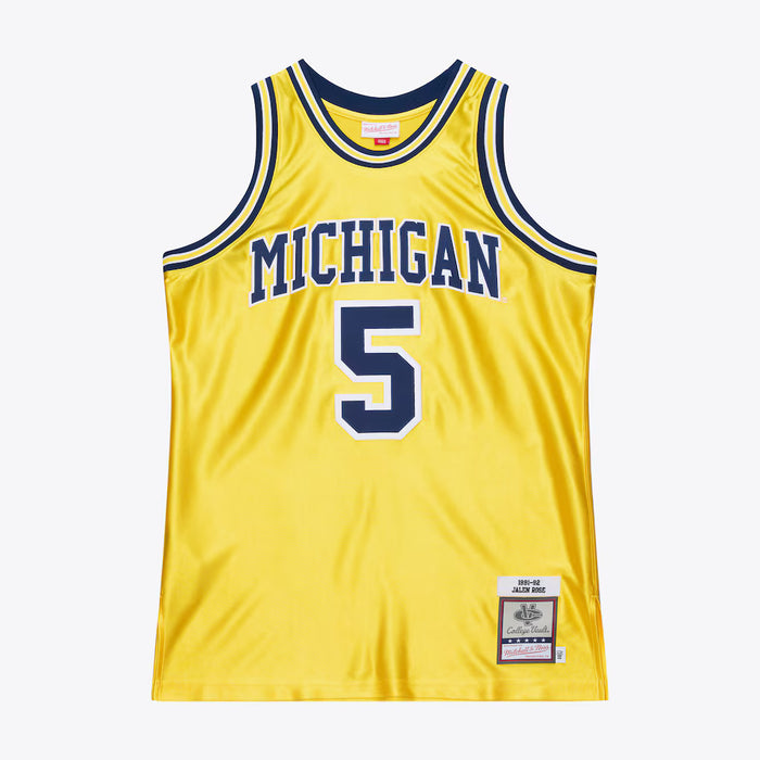 Adult Jalen Rose Michigan Wolverines Mitchell & Ness Yellow 1991 Throwback Authentic Jersey - Men's