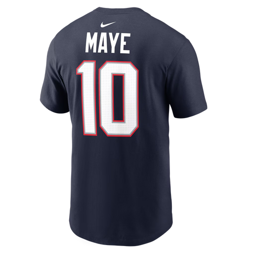 Drake Maye New England Patriots Nike Super Bowl LX Patch Name & Number T-Shirt - Navy - MEN'S