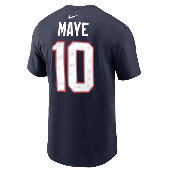 Drake Maye New England Patriots Nike Super Bowl LX Patch Name & Number T-Shirt - Navy - MEN'S
