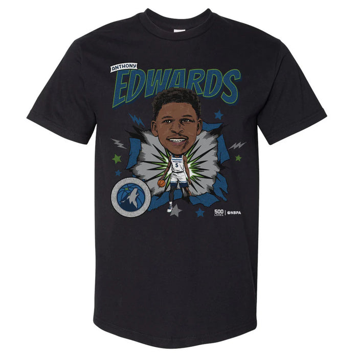 Adult Anthony Edwards Minnesota Timberwolves Black Caricature T-Shirt - Men's