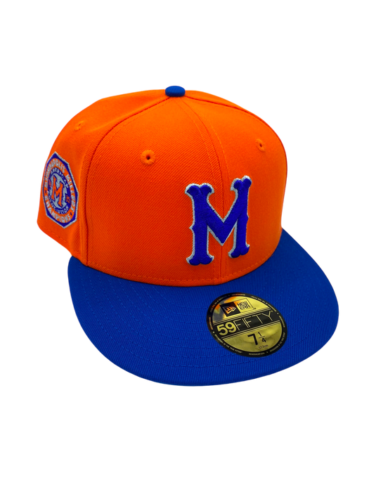 Adult Minneapolis Millers New Era Orange/Blue Custom Side Patch 59FIFTY Fitted Hat - Men's