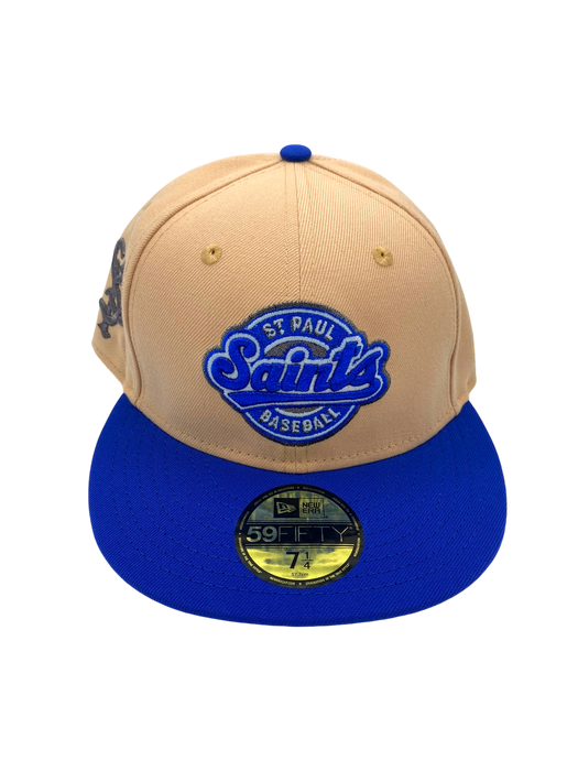 Adult St. Paul Saints New Era Tan/Blue Custom Side Patch 59FIFTY Fitted Hat - Men's