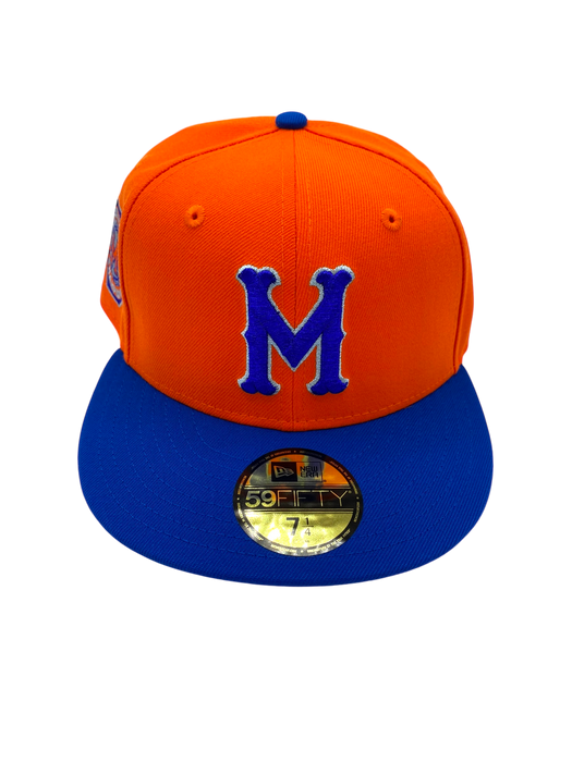 Adult Minneapolis Millers New Era Orange/Blue Custom Side Patch 59FIFTY Fitted Hat - Men's