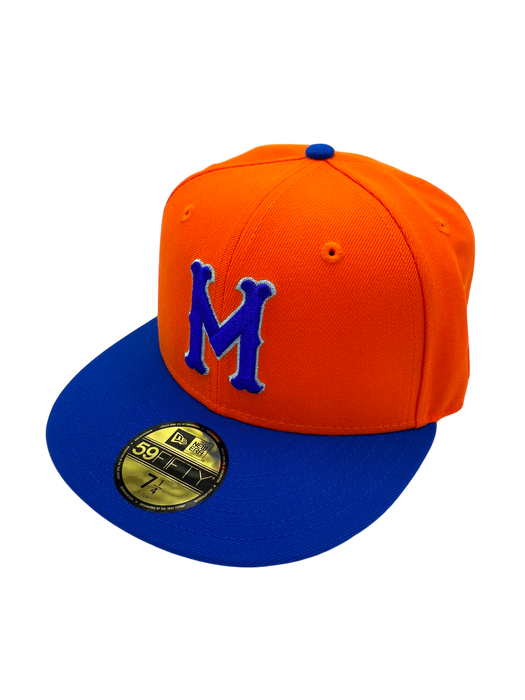 Adult Minneapolis Millers New Era Orange/Blue Custom Side Patch 59FIFTY Fitted Hat - Men's