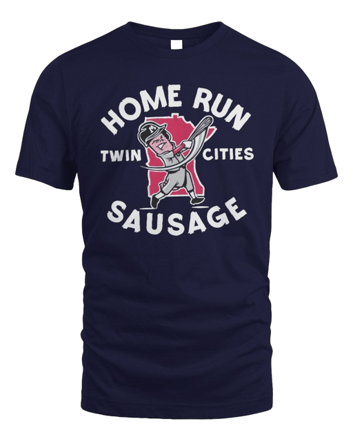 BreakingT Shirts Men's Minnesota Twins Navy Home Run Sausage T-Shirt