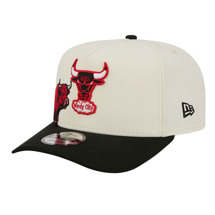 Adult Chicago Bulls New Era Chrome Mascot Illustrated A-Frame 9FIFTY Adjustable Snapback Hat - Men's