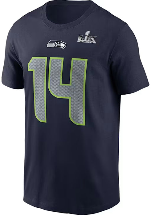 Sam Darnold Seattle Seahawks Nike Super Bowl LX Patch Name & Number T-Shirt - College Navy - Men's