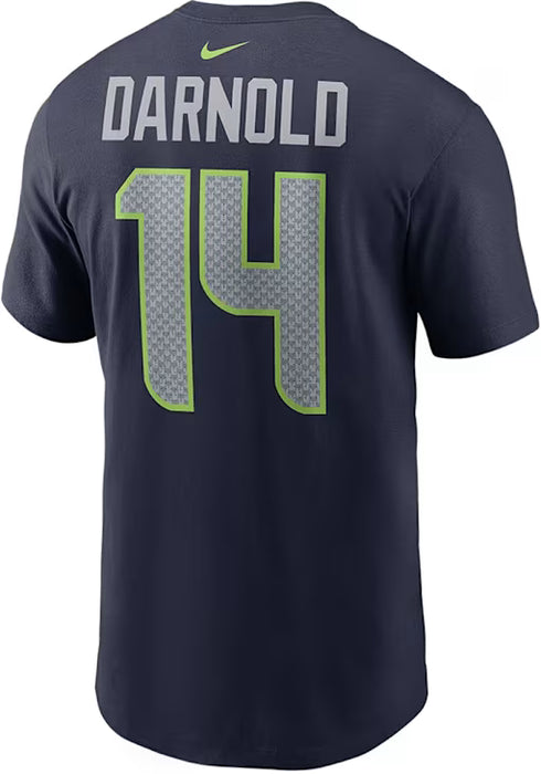 Sam Darnold Seattle Seahawks Nike Super Bowl LX Patch Name & Number T-Shirt - College Navy - Men's
