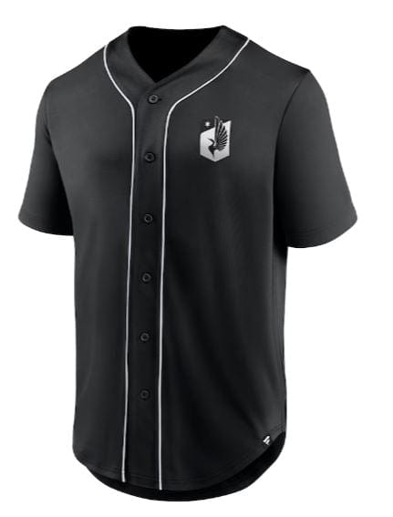 Fanatics Adult Jersey Men's Minnesota United FC Fanatics Branded Black Baseball Button-Up Jersey