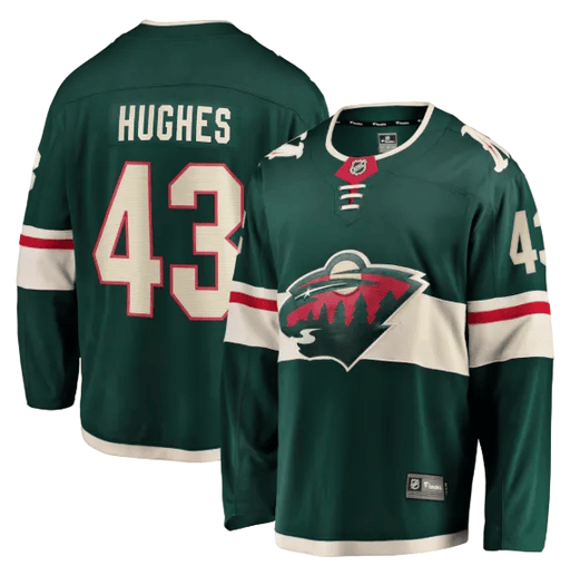 Fanatics Adult Jersey Pre-Order Adult Quinn Hughes Minnesota Wild Fanatics Green Breakaway Player Jersey - Men's