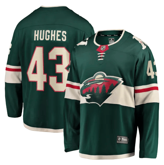 Fanatics Adult Jersey Pre-Order Adult Quinn Hughes Minnesota Wild Fanatics Green Breakaway Player Jersey - Men's