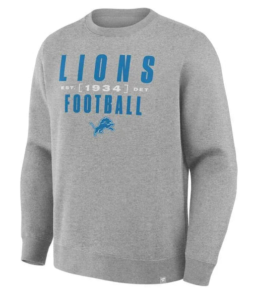 Fanatics Apparel NFL Fanatics Brand Detroit Lions Gray Powerful Throw Legacy Pullover Sweatshirt - Men's