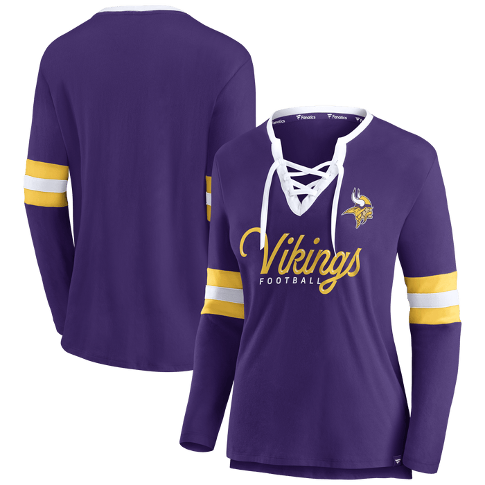 Fanatics Shirts Adult Minnesota Vikings Fanatics Purple Block Party Lace Up T-Shirt - Women's