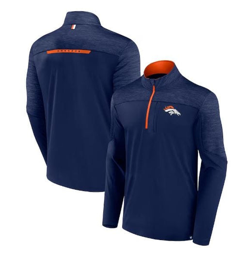 Fanatics Shirts Denver Broncos Fanatics Navy Defender Streaky Poly Quarter-Zip - Men's