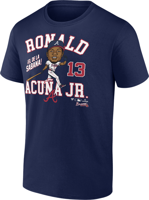 Men's Ronald Acuna Jr Atlanta Braves Fanatics Branded Navy MLB Caricature T-Shirt