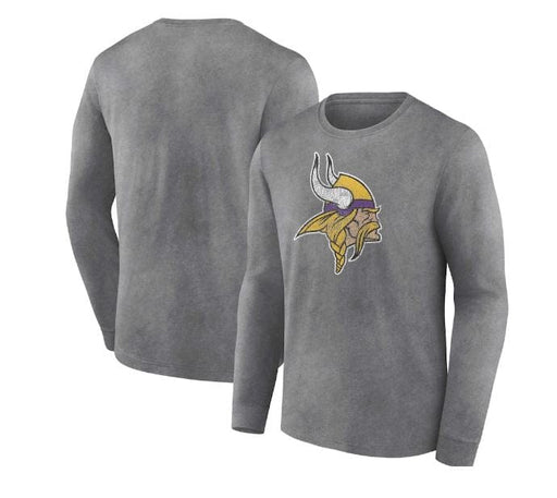 Fanatics Shirts Minnesota Vikings Fanatics Branded Gray Washed Primary Long Sleeve T-Shirt