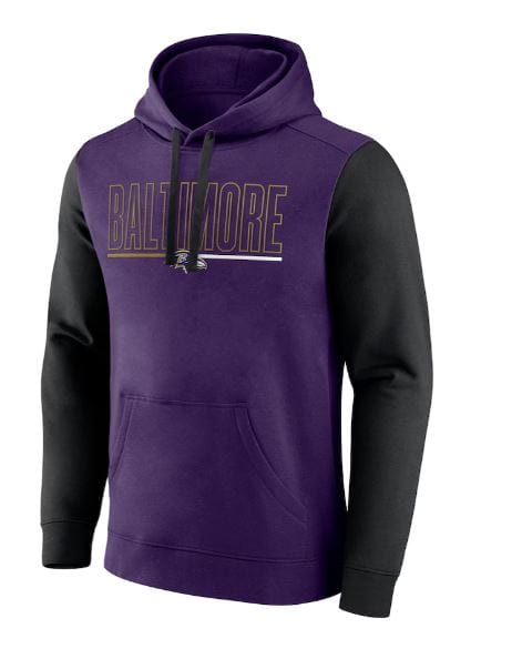 Fanatics Sweatshirts Adult Baltimore Ravens Fanatics Purple/Black Outline Cotton Fleece Hooded Sweatshirt - Men's