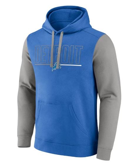 Fanatics Sweatshirts Adult Detroit Lions Fanatics Blue/Silver Outline Cotton Fleece Hooded Sweatshirt - Men's