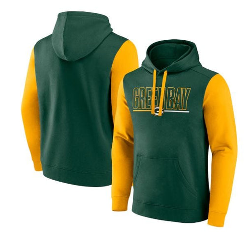 Fanatics Sweatshirts Adult Green Bay Packers Fanatics Green/Gold Outline Cotton Fleece Hooded Sweatshirt - Men's