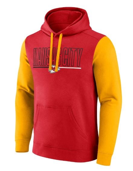 Fanatics Sweatshirts Adult Kansas City Chiefs Fanatics Red/Gold Outline Cotton Fleece Hooded Sweatshirt - Men's