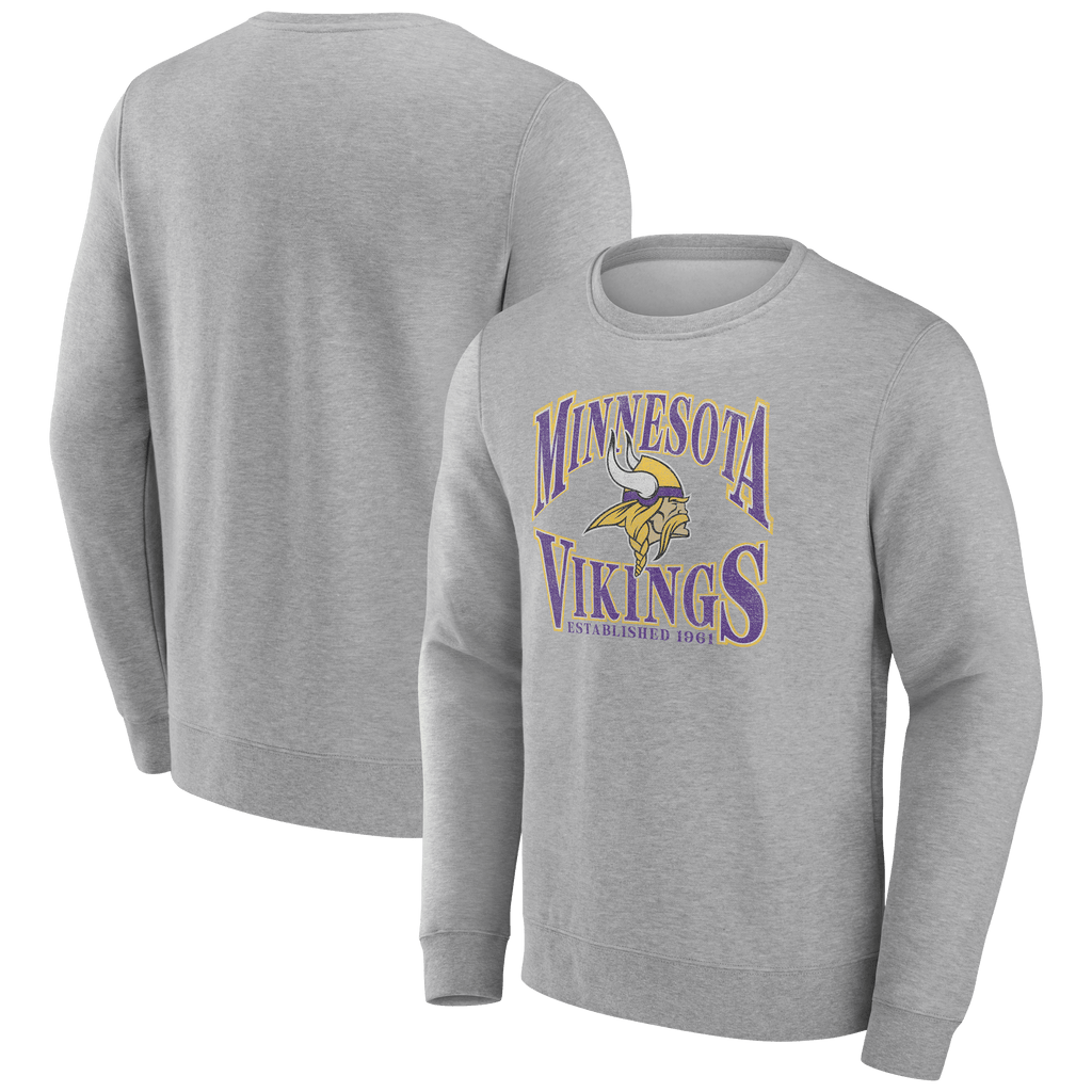 Adult Minnesota Vikings Fanatics Gray True Classic Crewneck Sweatshirt