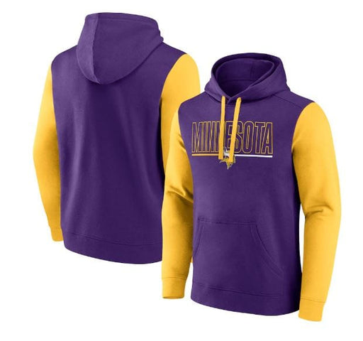 Fanatics Sweatshirts Adult Minnesota Vikings Fanatics Purple/Gold Outline Cotton Fleece Hooded Sweatshirt - Men's