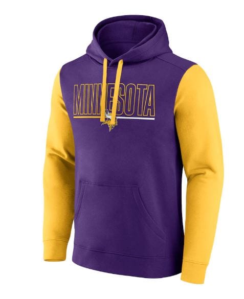 Fanatics Sweatshirts Adult Minnesota Vikings Fanatics Purple/Gold Outline Cotton Fleece Hooded Sweatshirt - Men's