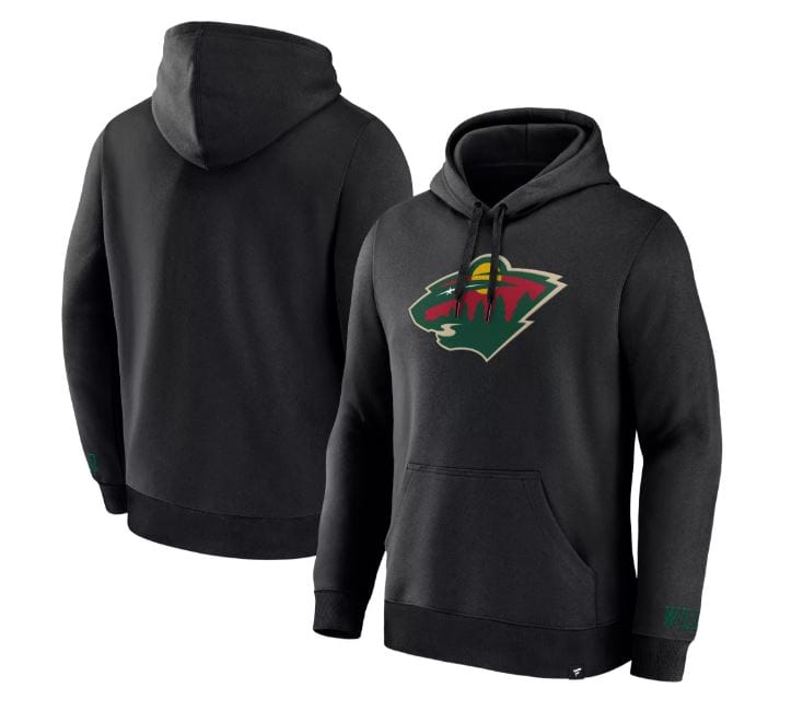 Fanatics Sweatshirts Adult Minnesota Wild Fanatics Black Pullover Hooded Sweatshirt - Men's