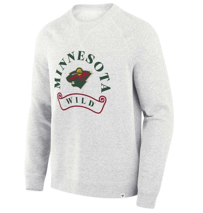 Fanatics Sweatshirts Adult Minnesota Wild Fanatics Gray Heritage Banner Crewneck Sweatshirt - Men's