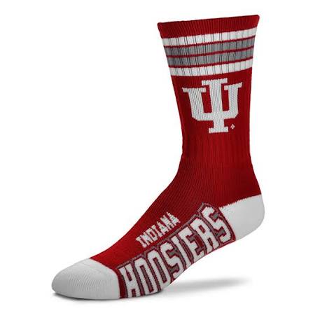 For Bare Feet Apparel NCAA LARGE 4 STRIPE DEUCE SOCK - Indiana Hoosiers