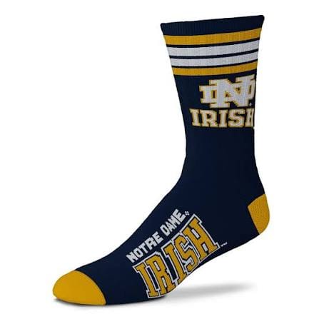 For Bare Feet Apparel NCAA LARGE 4 STRIPE DEUCE SOCK - Notre Dame Fighting Irish