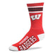 For Bare Feet Apparel NCAA LARGE 4 STRIPE DEUCE SOCK - WISCONSIN