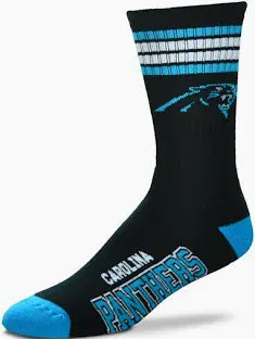 For Bare Feet Apparel NFL LARGE 4 STRIPE DEUCE SOCK - Carolina Panthers