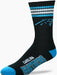 For Bare Feet Apparel NFL LARGE 4 STRIPE DEUCE SOCK - Carolina Panthers