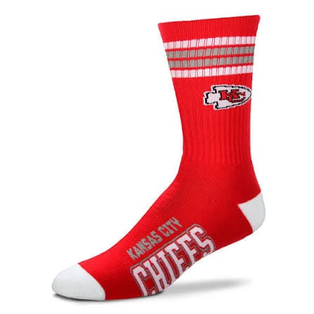 For Bare Feet Apparel NFL LARGE 4 STRIPE DEUCE SOCK - CHIEFS