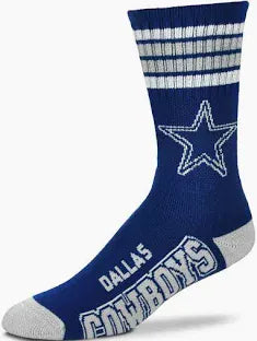 For Bare Feet Apparel NFL LARGE 4 STRIPE DEUCE SOCK - Dallas Cowboys