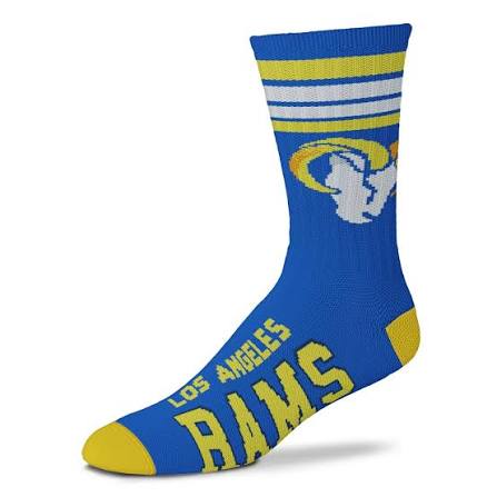 For Bare Feet Apparel NFL LARGE 4 STRIPE DEUCE SOCK - Los Angeles Rams