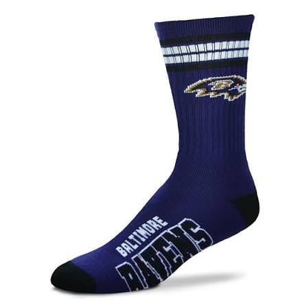 For Bare Feet Apparel NFL LARGE 4 STRIPE DEUCE SOCK - RAVENS