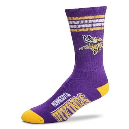 For Bare Feet Apparel NFL LARGE 4 STRIPE DEUCE SOCK - VIKINGS