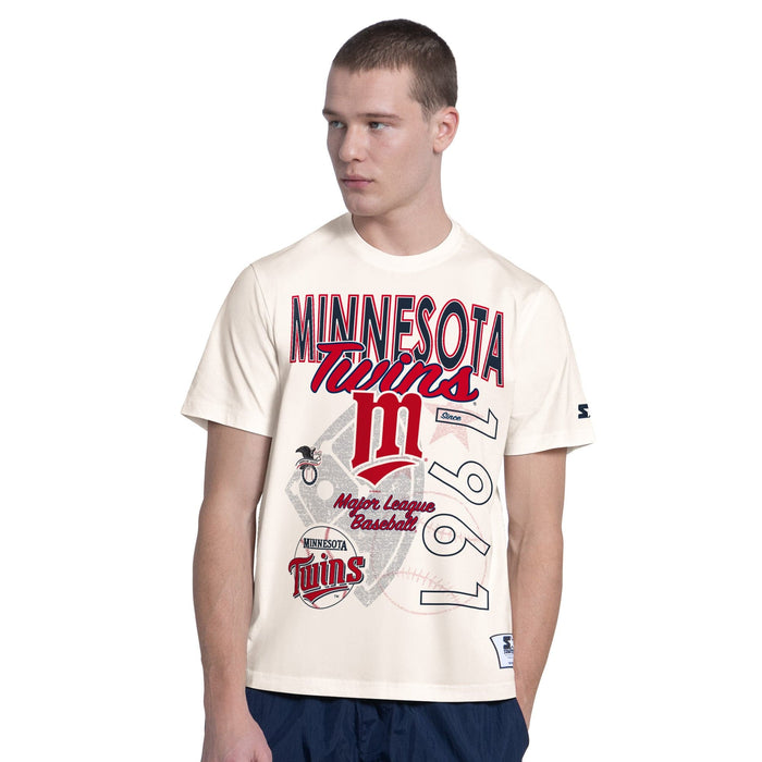 G-III Apparel MLB Minnesota Twins Big M Cooperstown Logo Cream Short Sleeve T-Shirt - Men's