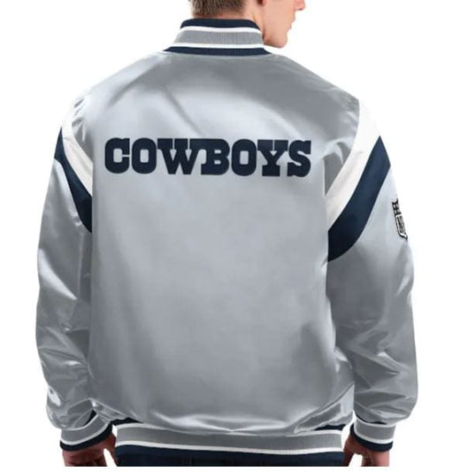 G-III Jacket Dallas Cowboys Starter Gray Shutout Satin Full-Snap Jacket - Men's