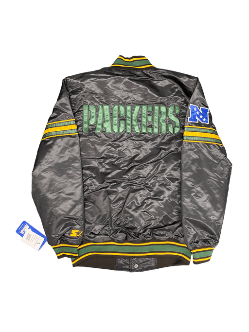 Green Bay Packers Starter Jacket Men's Black The Pick and Roll Full-Snap Jacket, M / Black