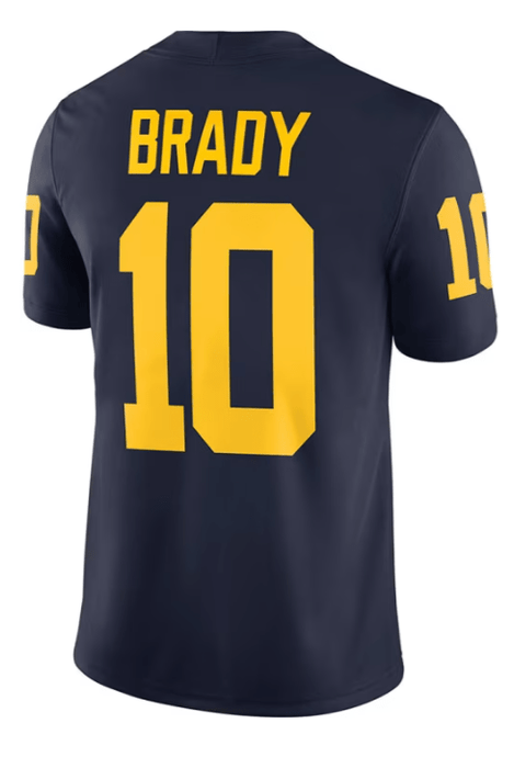 Adult Tom Brady Michigan Wolverines Jordan Brand Navy Legacy Game Jersey - Men's