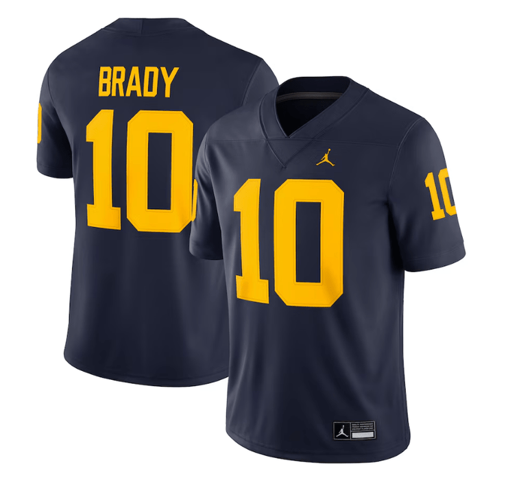 Adult Tom Brady Michigan Wolverines Jordan Brand Navy Legacy Game Jersey - Men's