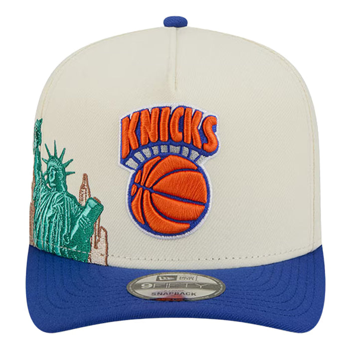 Adult New York Knicks New Era Chrome Mascot Illustrated A-Frame 9FIFTY Adjustable Snapback Hat - Men's