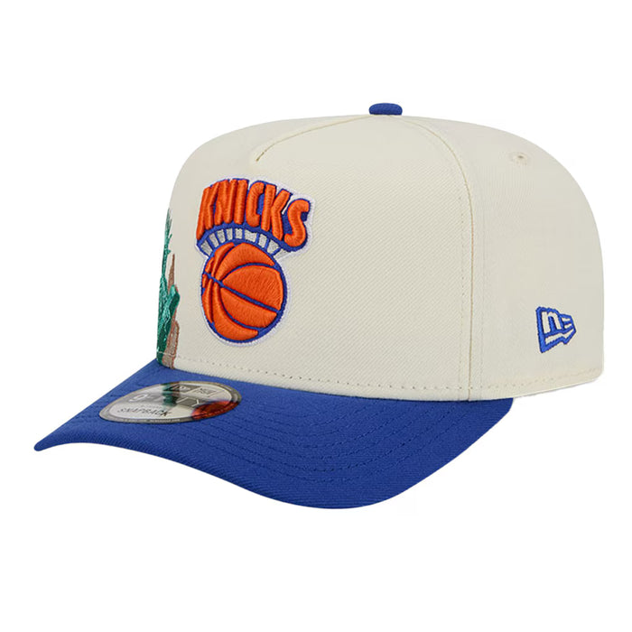 Adult New York Knicks New Era Chrome Mascot Illustrated A-Frame 9FIFTY Adjustable Snapback Hat - Men's
