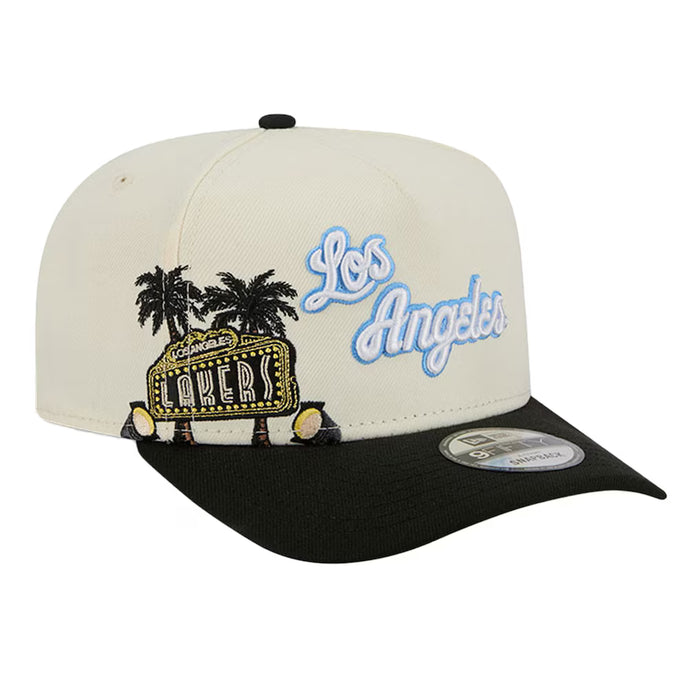 Adult Los Angeles Lakers New Era Chrome Mascot Illustrated A-Frame 9FIFTY Adjustable Snapback Hat - Men's