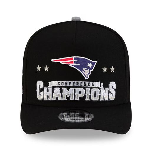 New Era Cap Co. Hats NFL Black New Era New England Patriots 2025-26 NFL Locker Room Conference Champs 9FIFTY A-Frame Adjustable Hat - Men's