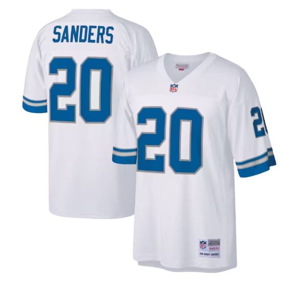 Mitchell & Ness Adult Jersey Adult Barry Sanders Detroit Lions Mitchell & Ness NFL 1996 White Throwback Jersey - Men's