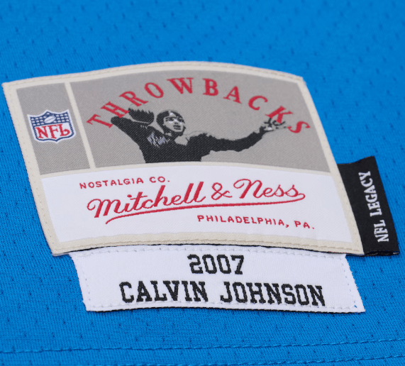 Mitchell & Ness Adult Jersey Adult Calvin Johnson Detroit Lions Blue 2007 Mitchell & Ness Throwback Jersey - Men's